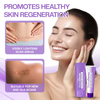 LOVILDS® RevivaDerma Face & Body Scar Gel - Clinically proven to soften, flatten and fade surgical scars, acne marks, burns, keloids and trauma-related scars 💥