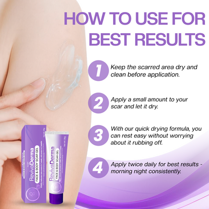 LOVILDS® RevivaDerma Face & Body Scar Gel - Clinically proven to soften, flatten and fade surgical scars, acne marks, burns, keloids and trauma-related scars 💥