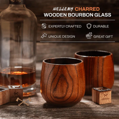 Handmade and Charred Drinking Vessel -Original Wooden Bourbon Drinking Glass
