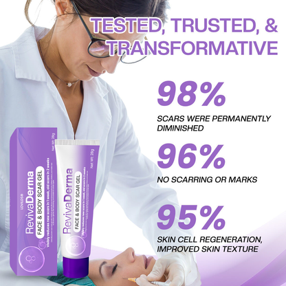 LOVILDS® RevivaDerma Face & Body Scar Gel - Clinically proven to soften, flatten and fade surgical scars, acne marks, burns, keloids and trauma-related scars 💥